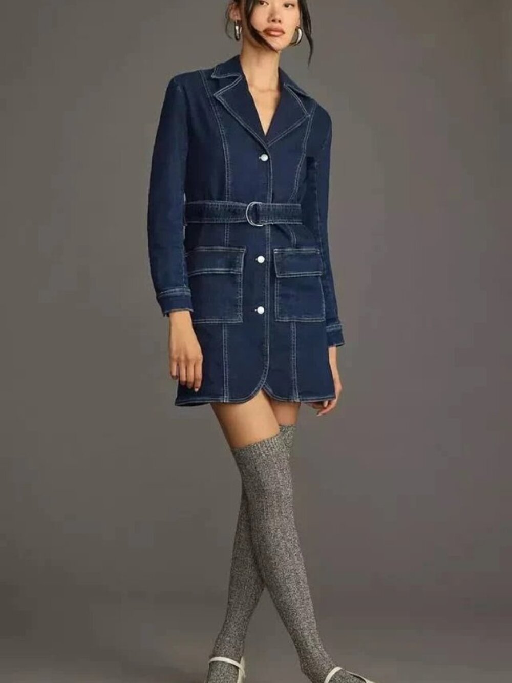 Pilcro Belted Denim Utility / Blazer Dress | Size: Small